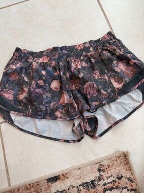 lululemon athletica Floral Black and Pink Athletic Shorts